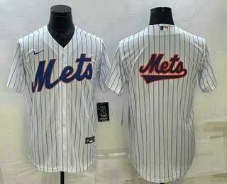 Men%27s New York Mets Big Logo White Cool Base Stitched Baseball Jerseys